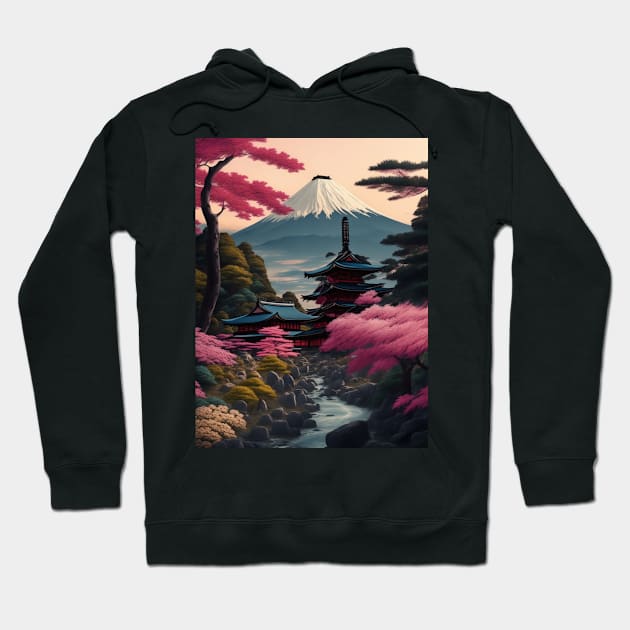 Serene Mount Fuji Sunset - Peaceful River Scenery Hoodie by star trek fanart and more